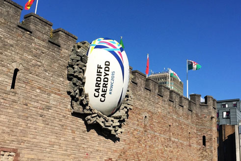 Cardiff castle – rugby signage